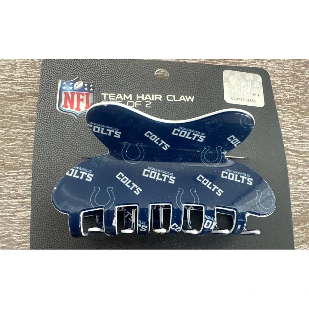 NEW Indianapolis Colts Claw Clips NFL Football Logo Hair Accessories Set Of 2